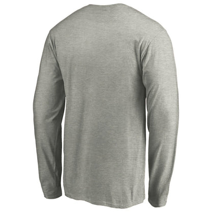 Chicago Cubs Official Team Logo Long Sleeve T-Shirt - Heather Gray