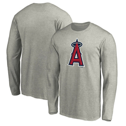 Los Angeles Angels Official Team Logo Long Sleeve T-Shirt - Heather Gray