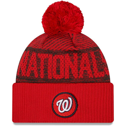 Washington Nationals Authentic Collection Sport Cuffed Knit Hat with Pom - Red | New Era