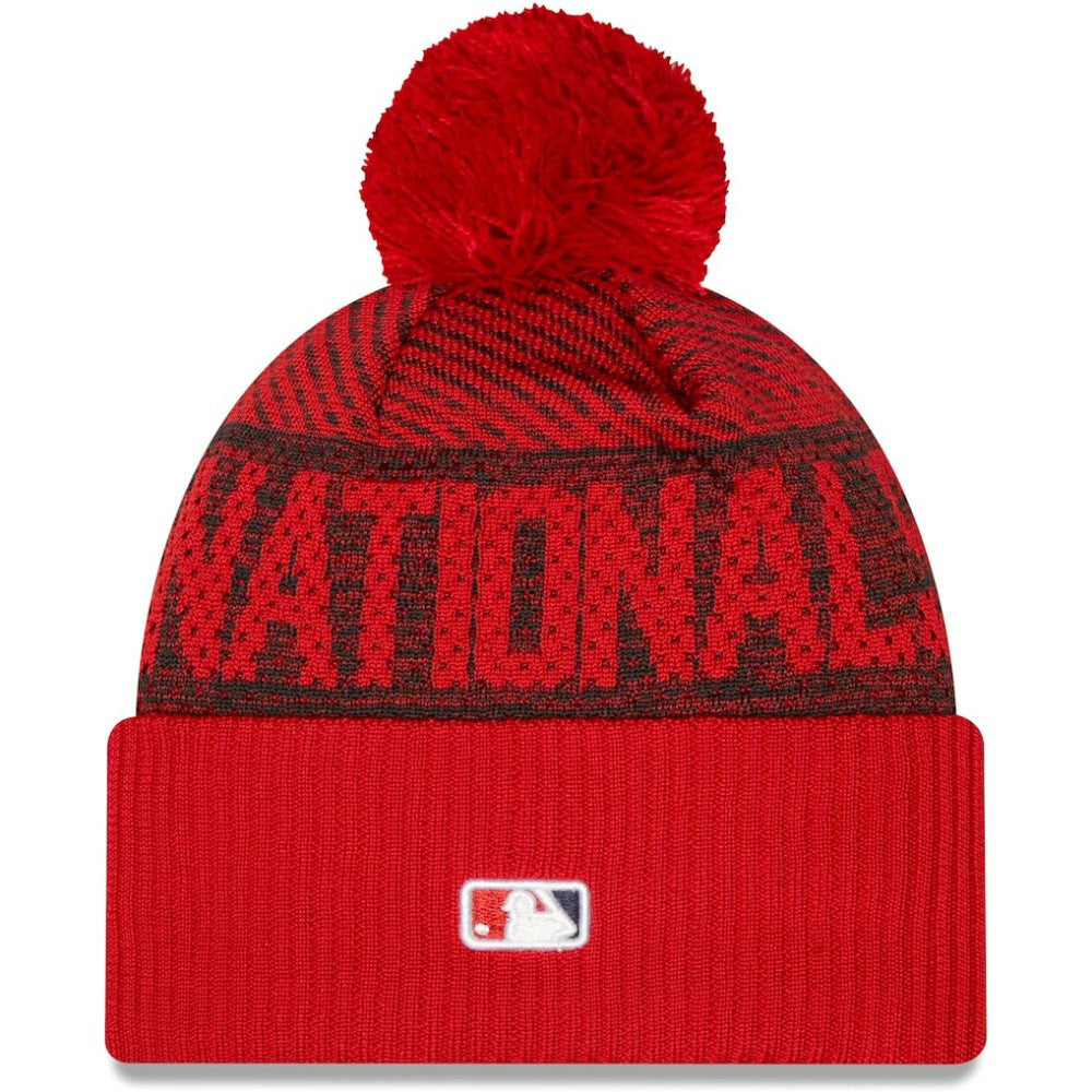Washington Nationals Authentic Collection Sport Cuffed Knit Hat with Pom - Red | New Era