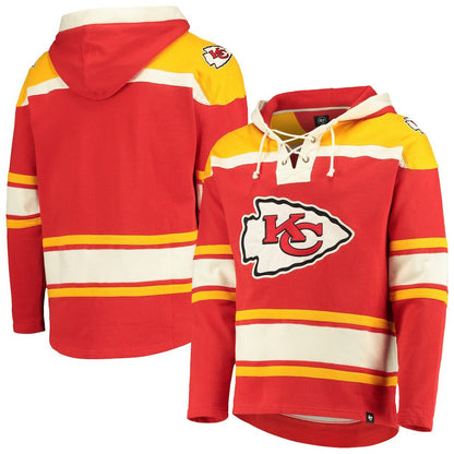 Kansas City Chiefs '47 Lacer V-Neck Pullover Hoodie - Red/Gold for sale