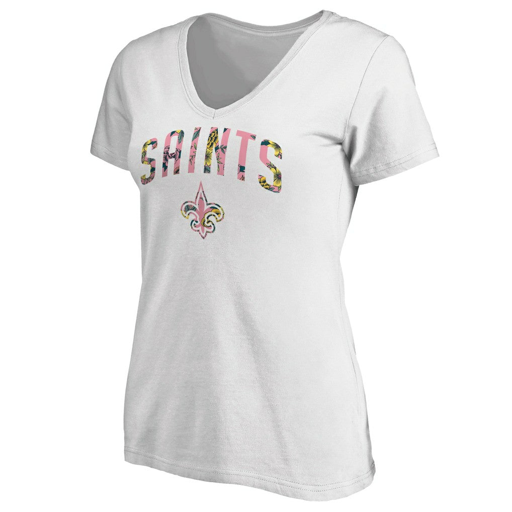 New Orleans Saints Women's Floral Arch T-Shirt - White on sale