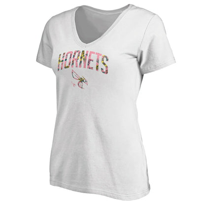 Charlotte Hornets Women's Floral Arch V-Neck T-Shirt - White shop