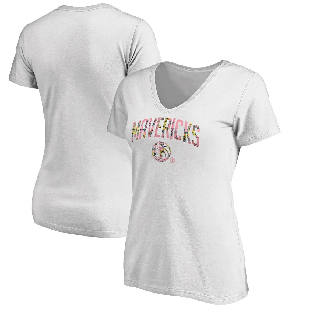 Dallas Mavericks Women's Floral Arch V-Neck T-Shirt sale - White on sale