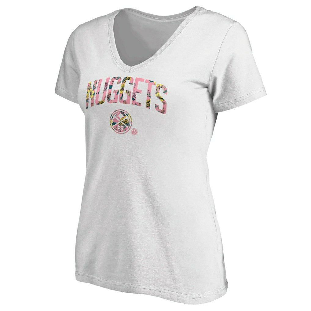 Denver Nuggets Women's Floral Arch V-Neck T-Shirt sale - White on sale