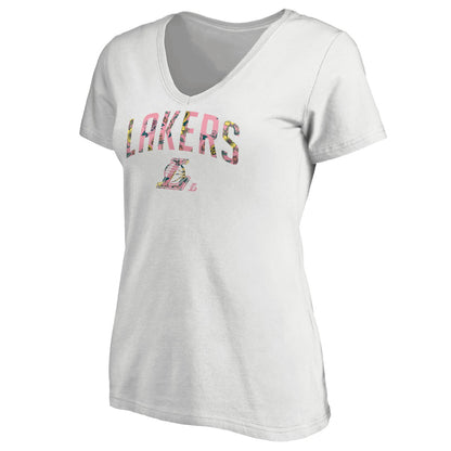 Los Angeles Lakers Women's Floral Arch V-Neck T-Shirt - White online