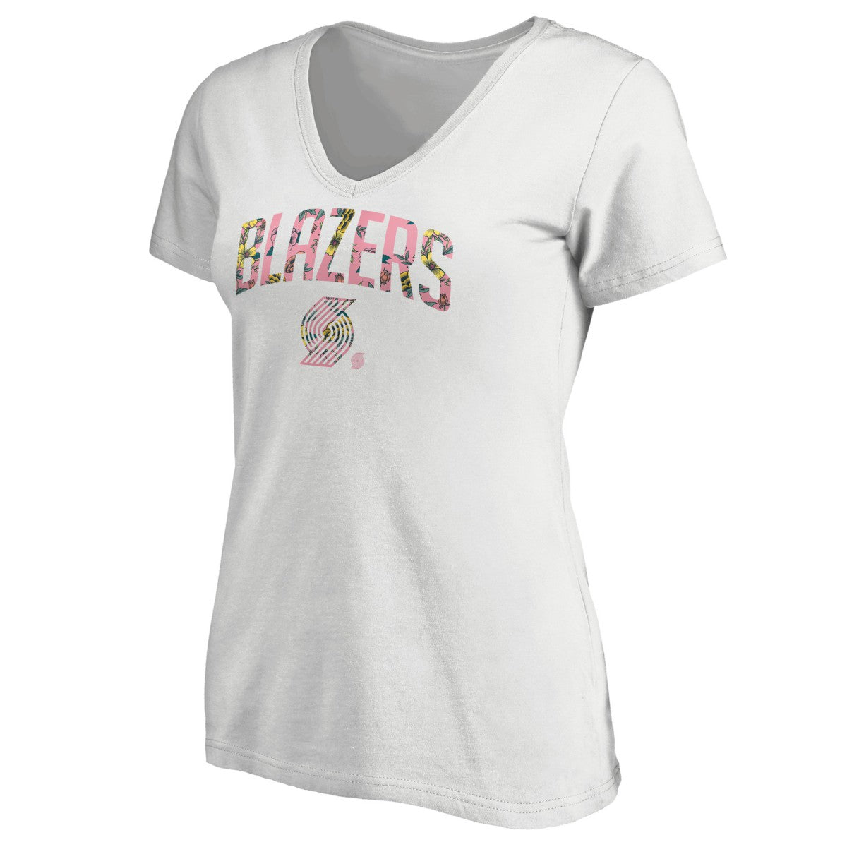 Portland Trail Blazers Women's Floral Arch V-Neck T-Shirt - White outlet
