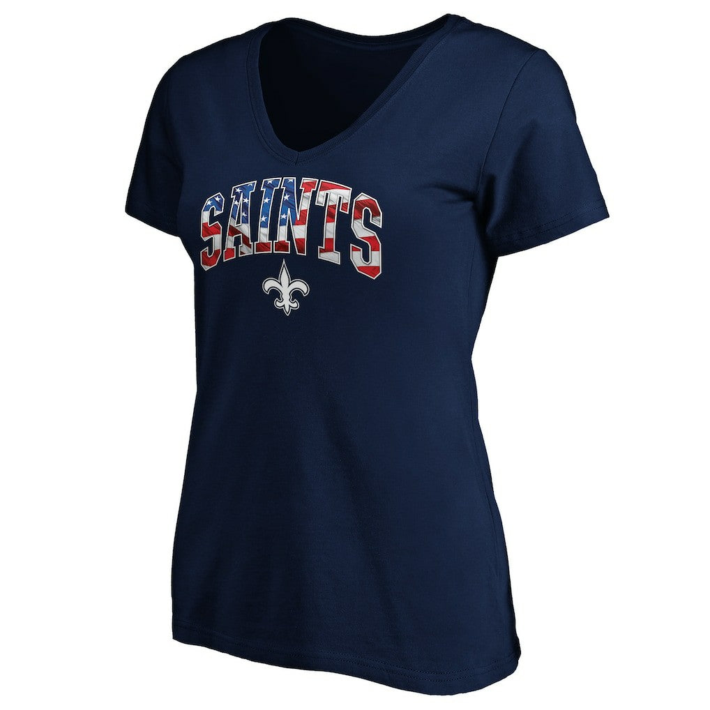 New Orleans Saints Women's Banner Wave V-Neck T-Shirt - Navy on sale