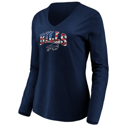 Buffalo Bills Women's Banner Wave V-Neck Long Sleeve T-Shirt - Navy outlet