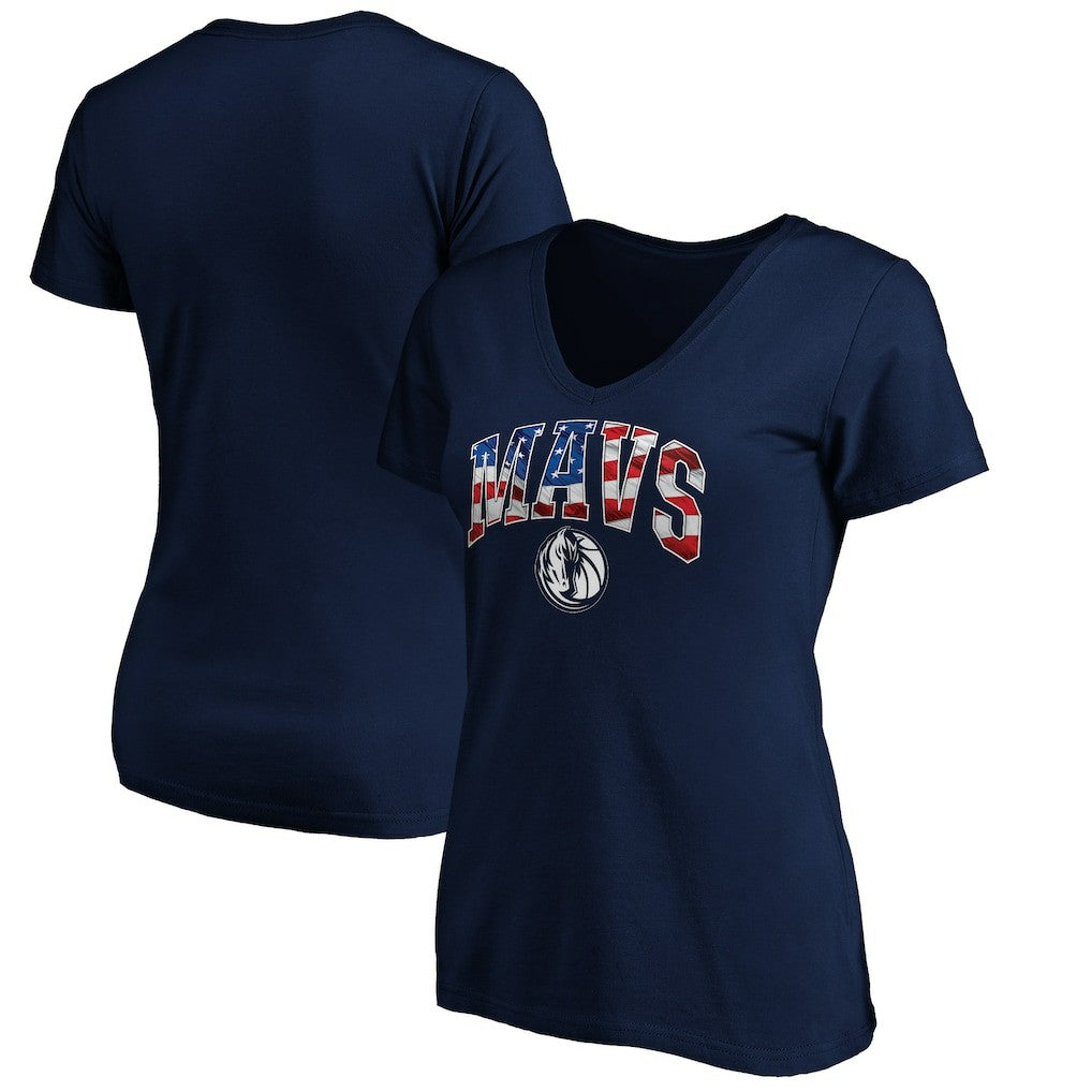 Dallas Mavericks Women's Banner Wave V-Neck T-Shirt sale - Navy sale