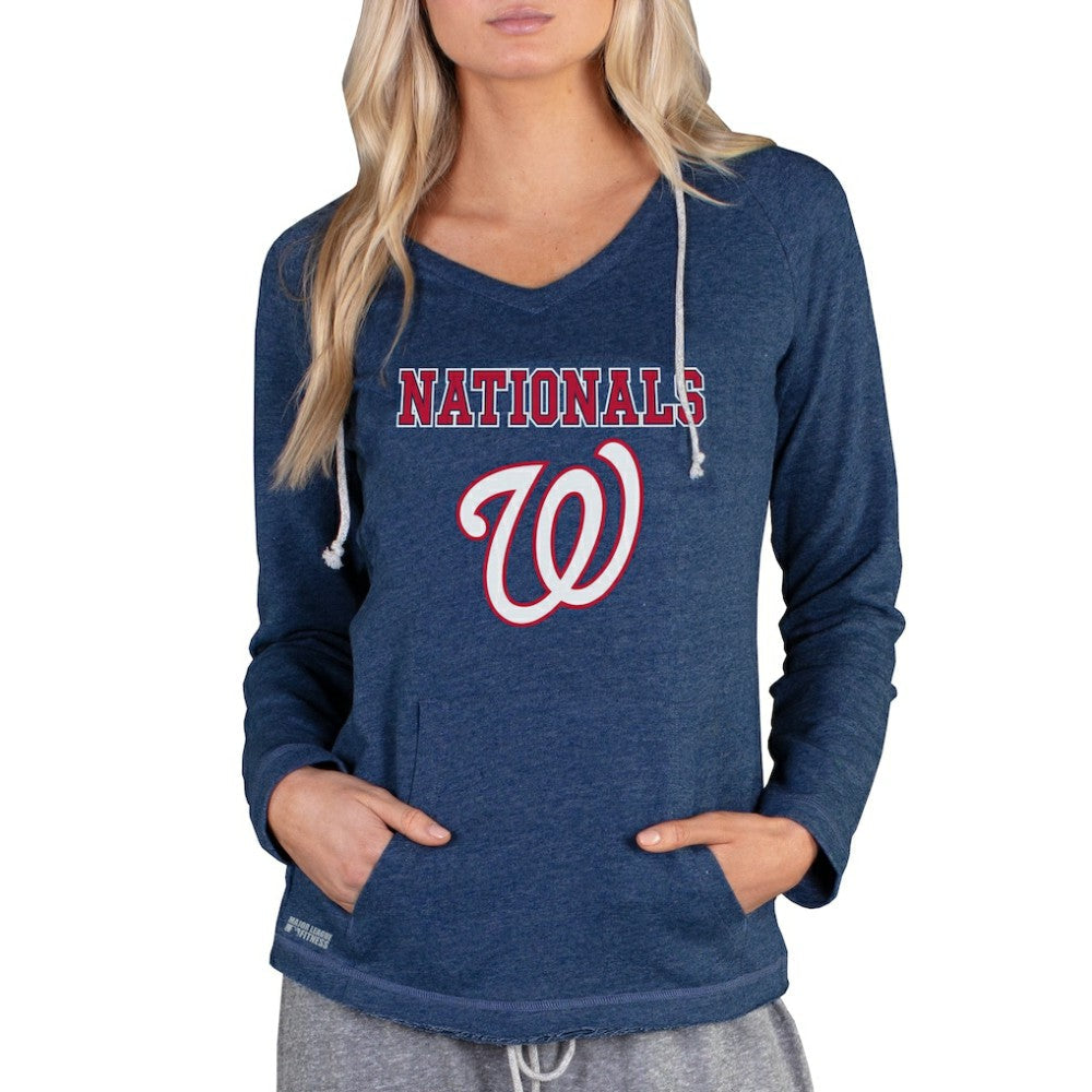 Washington Nationals Concepts Sport Women's Mainstream Terry Long Sleeve Hoodie Top - Navy