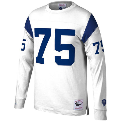 Deacon Jones Los Angeles Rams Throwback Retired Player Name & Number Long Sleeve Top - White discount