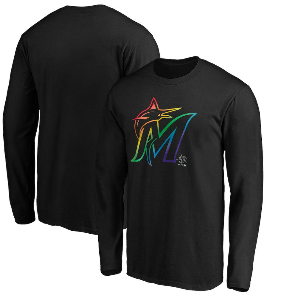Miami Marlins Team Pride Logo Long Sleeve T-Shirt - Black