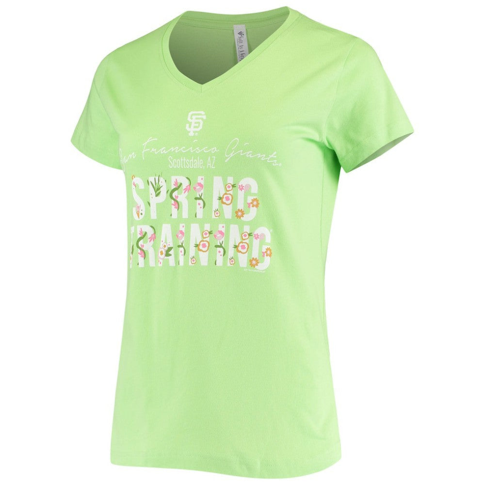San Francisco Giants Soft as a Grape Women's Script Floral V-Neck T-Shirt - Green
