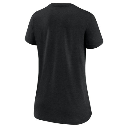 Miami Marlins Women's Authentic Collection Tri-Blend V-Neck T-Shirt - Heather Black | Nike