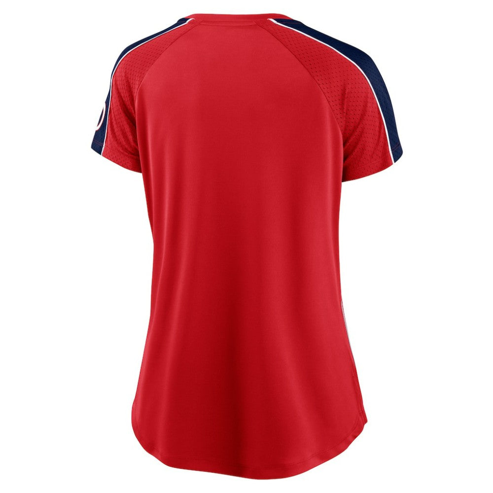 Washington Nationals Women's Lineup League Diva Raglan Notch Neck T-Shirt - Red