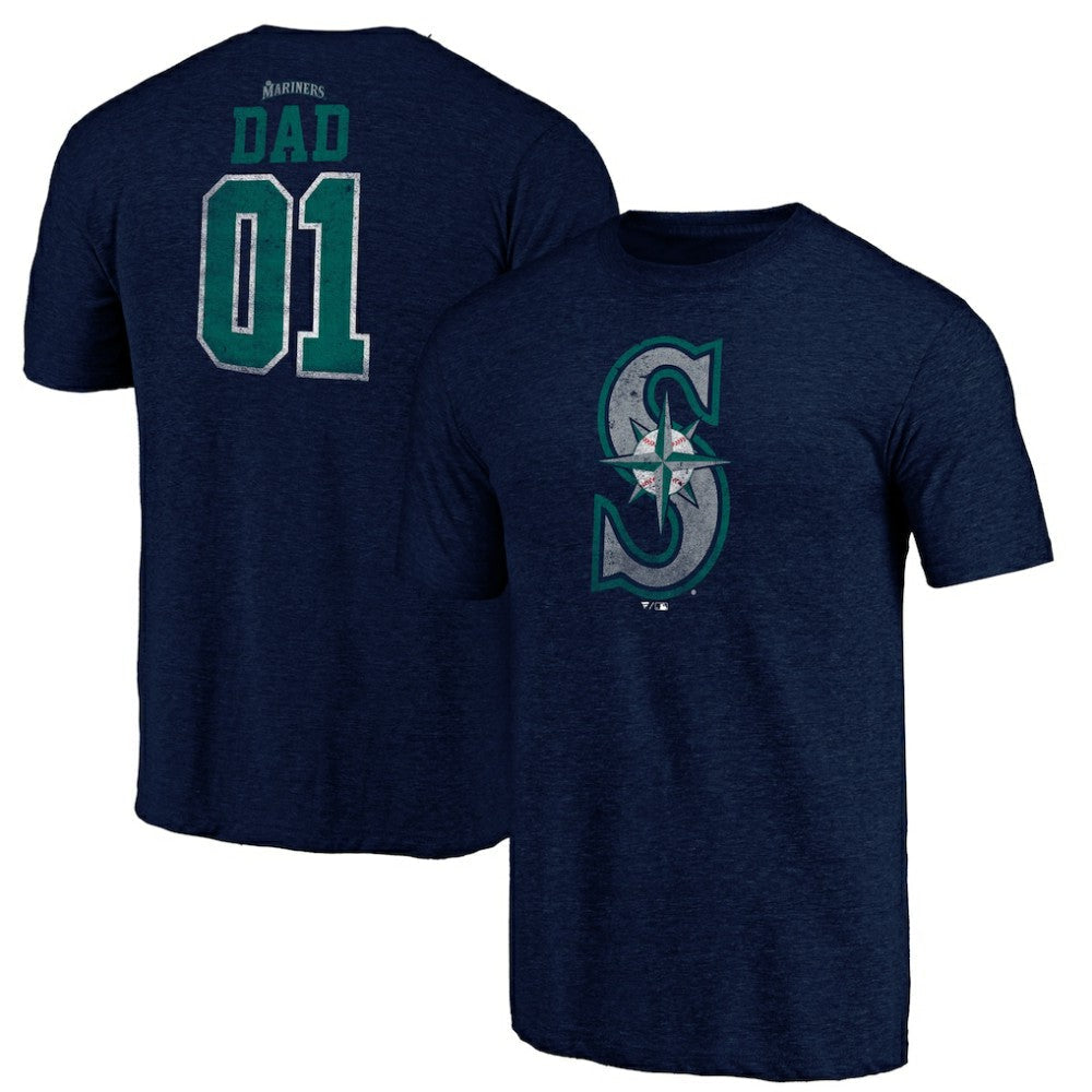 Seattle Mariners Father's Day Greatest Dad Tri-Blend T-Shirt - Navy