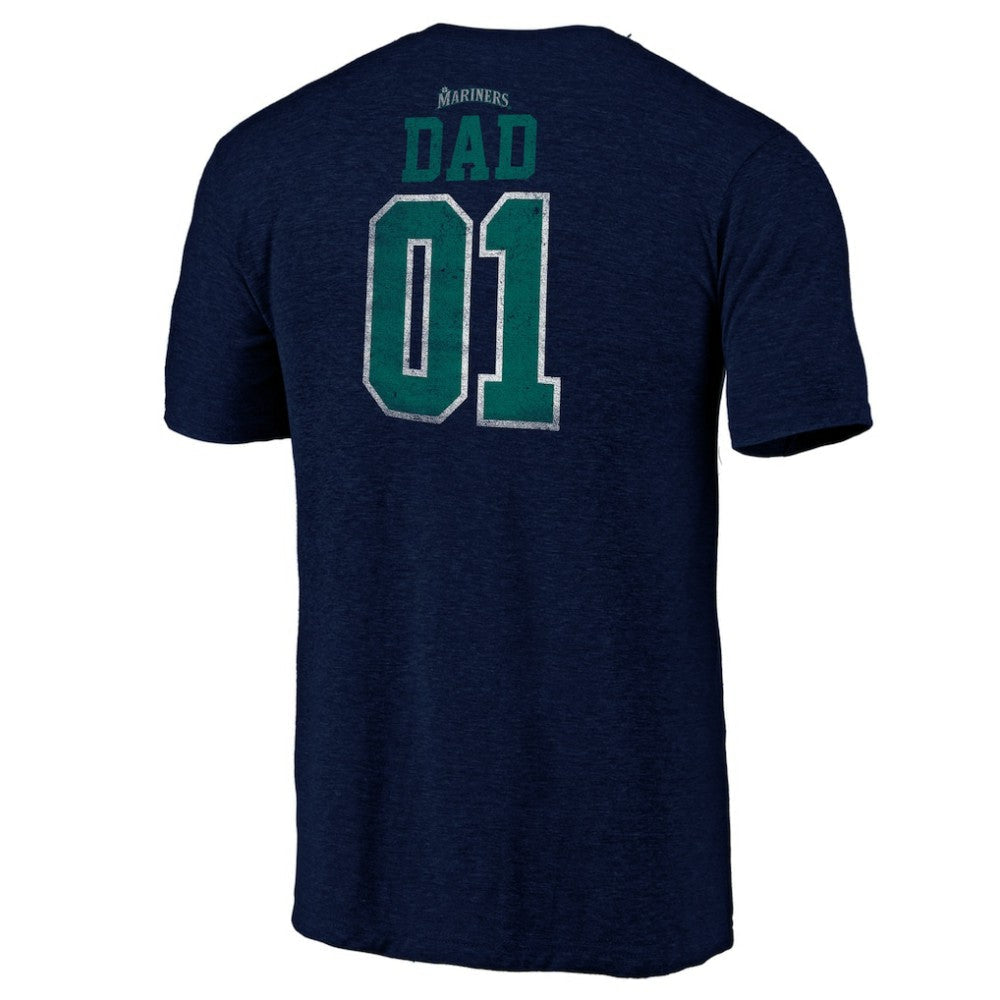 Seattle Mariners Father's Day Greatest Dad Tri-Blend T-Shirt - Navy