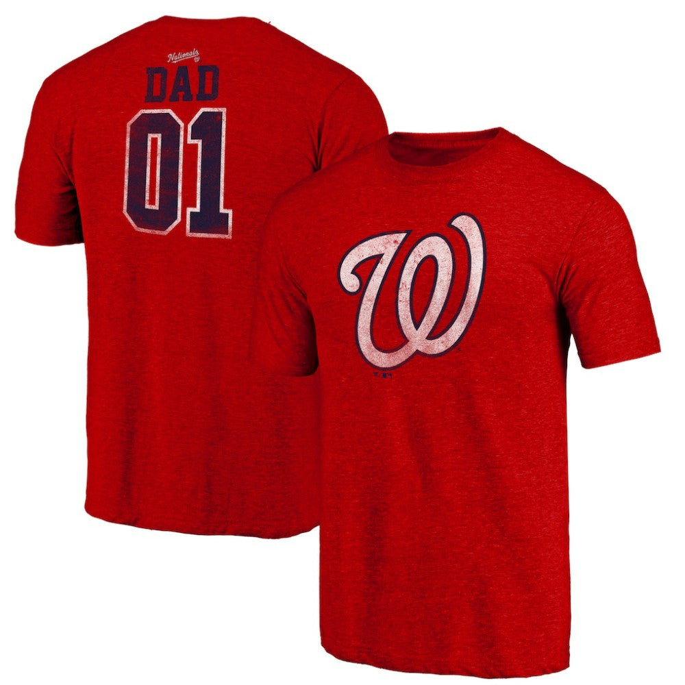 Washington Nationals Father's Day Greatest Dad Tri-Blend T-Shirt - Red