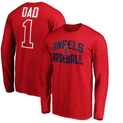 Los Angeles Angels Father's Day #1 Dad Long Sleeve T-Shirt - Red