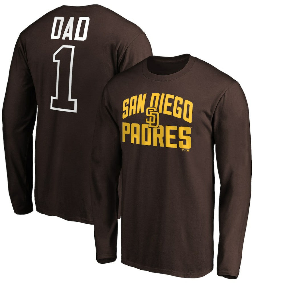 San Diego Padres Father's Day #1 Dad Long Sleeve T-Shirt - Brown