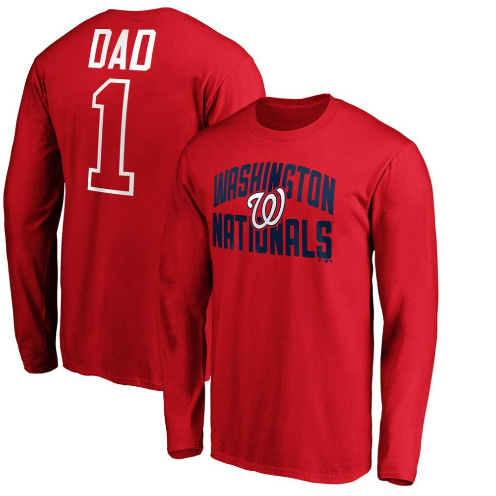 Washington Nationals Father's Day #1 Dad Long Sleeve T-Shirt - Red