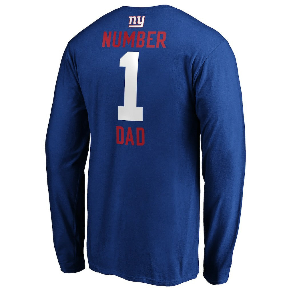 New York Giants #1 Dad Long Sleeve Team Logo T-Shirt - Royal sale