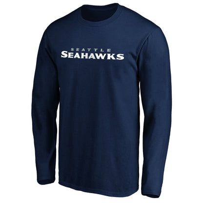 Seattle Seahawks #1 Dad Long Sleeve Team Logo T-Shirt - College Navy for sale