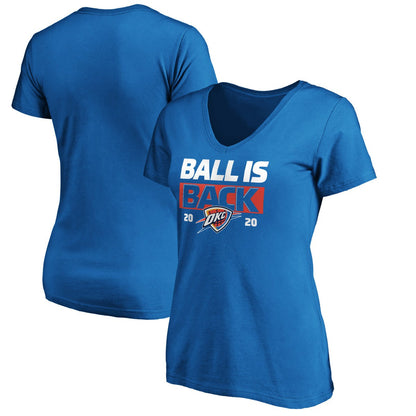 Oklahoma City Thunder Women's Ball Is Back V-Neck T-Shirt - Blue on sale