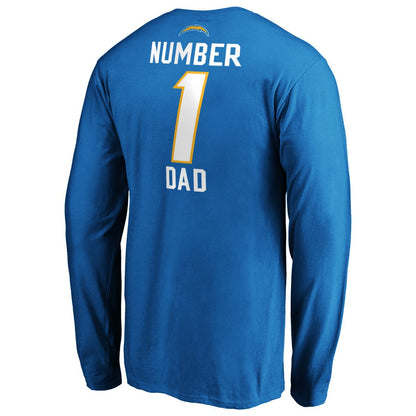 Los Angeles Chargers #1 Dad Long Sleeve Team Logo T-Shirt - Light Blue cheap