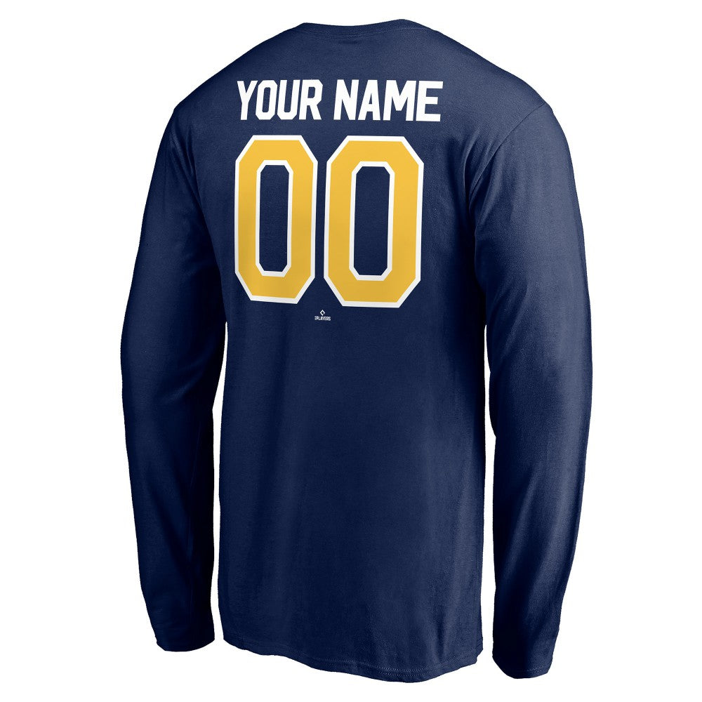 Milwaukee Brewers Personalized Winning Streak Name & Number Long Sleeve T-Shirt - Navy