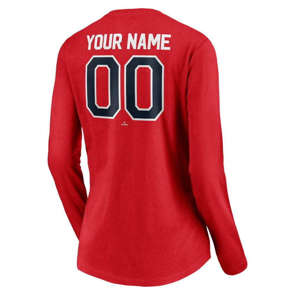 Los Angeles Angels Women's Personalized Winning Streak Name & Number Long Sleeve V-Neck T-Shirt - Red