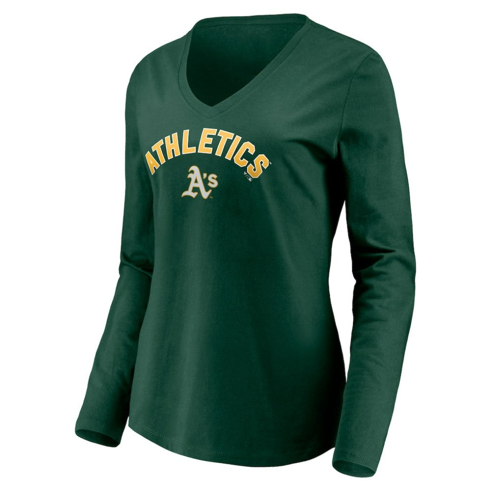 Athletics Women's Personalized Winning Streak Name & Number Long Sleeve V-Neck T-Shirt - Green