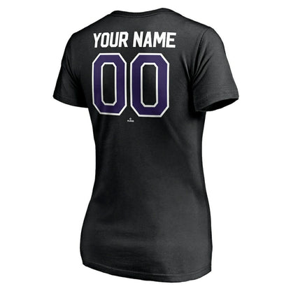 Colorado Rockies Women's Personalized Winning Streak Name & Number V-Neck T-Shirt - Black