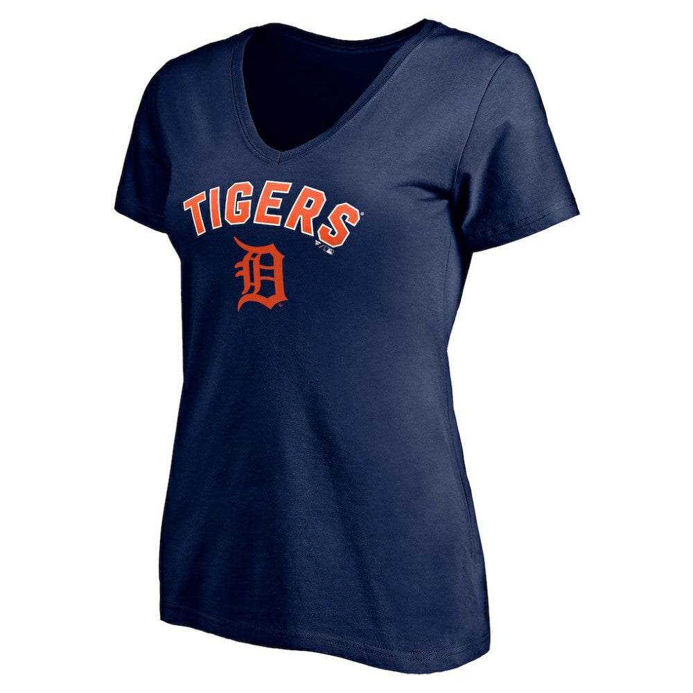 Detroit Tigers Women's Personalized Winning Streak Name & Number V-Neck T-Shirt - Navy