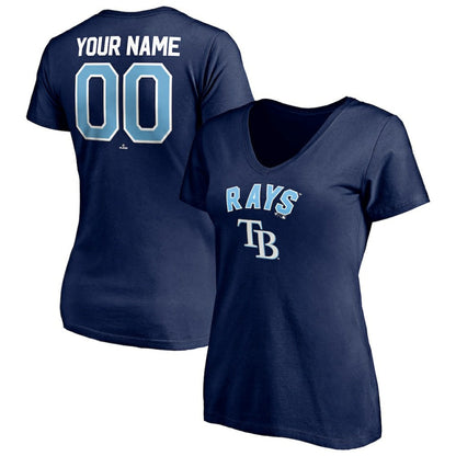 Tampa Bay Rays Women's Personalized Winning Streak Name & Number V-Neck T-Shirt - Navy