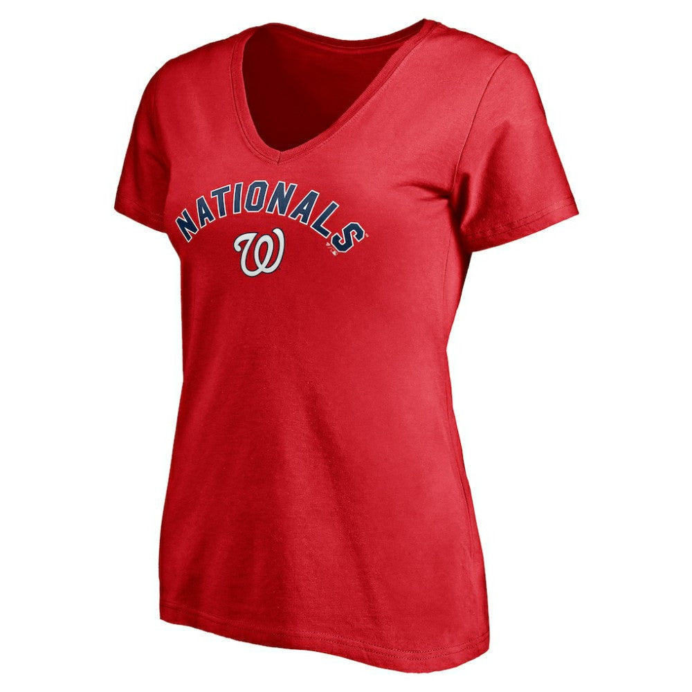Washington Nationals Women's Personalized Winning Streak Name & Number V-Neck T-Shirt - Red