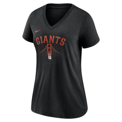 San Francisco Giants Women's City Connect Tri-Blend V-Neck T-Shirt - Black | Nike