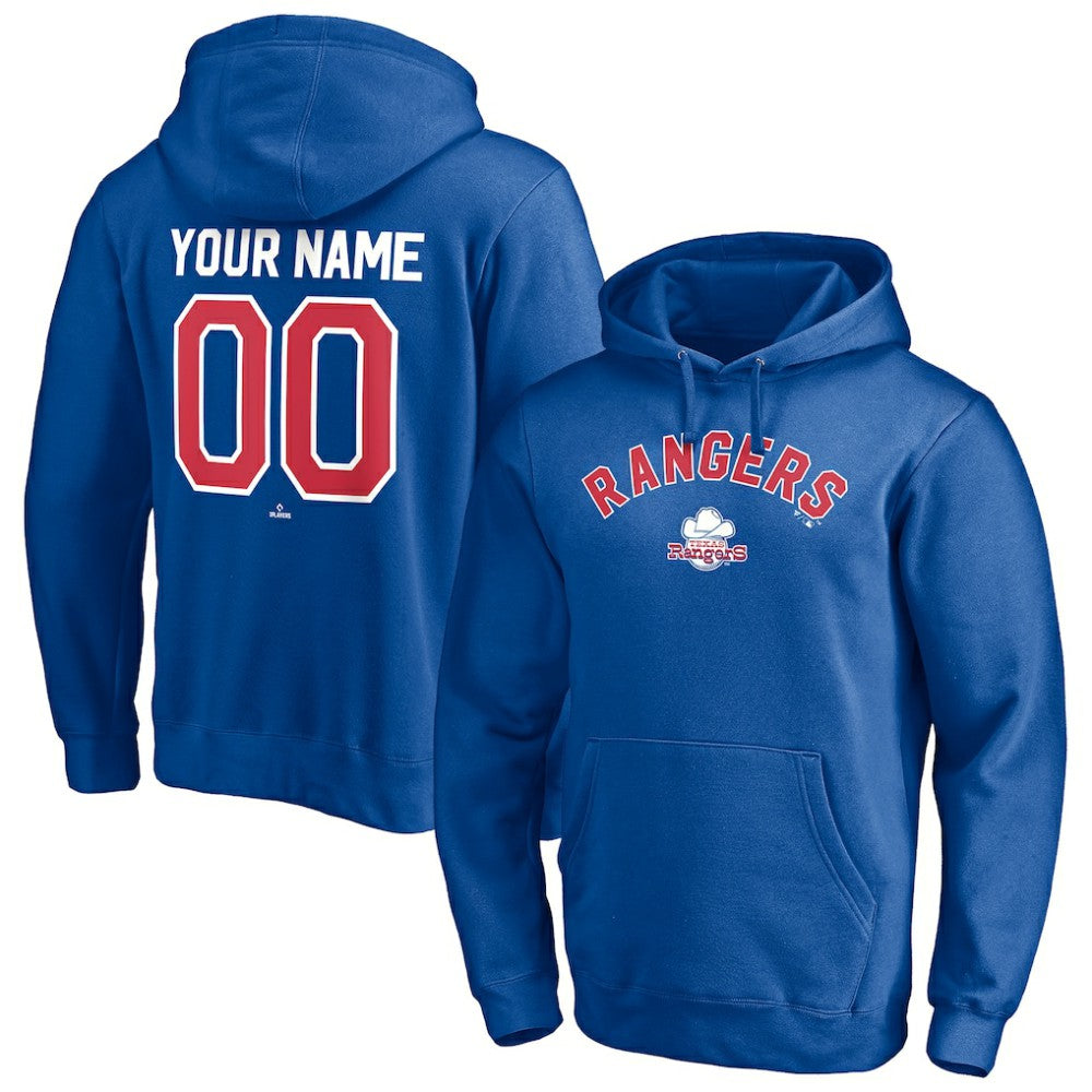 Texas Rangers Cooperstown Winning Streak Personalized Name & Number Pullover Hoodie - Royal