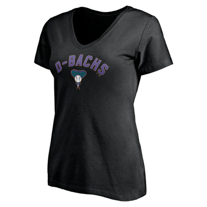 Arizona Diamondbacks Women's Cooperstown Winning Streak Personalized Name & Number V-Neck T-Shirt - Black