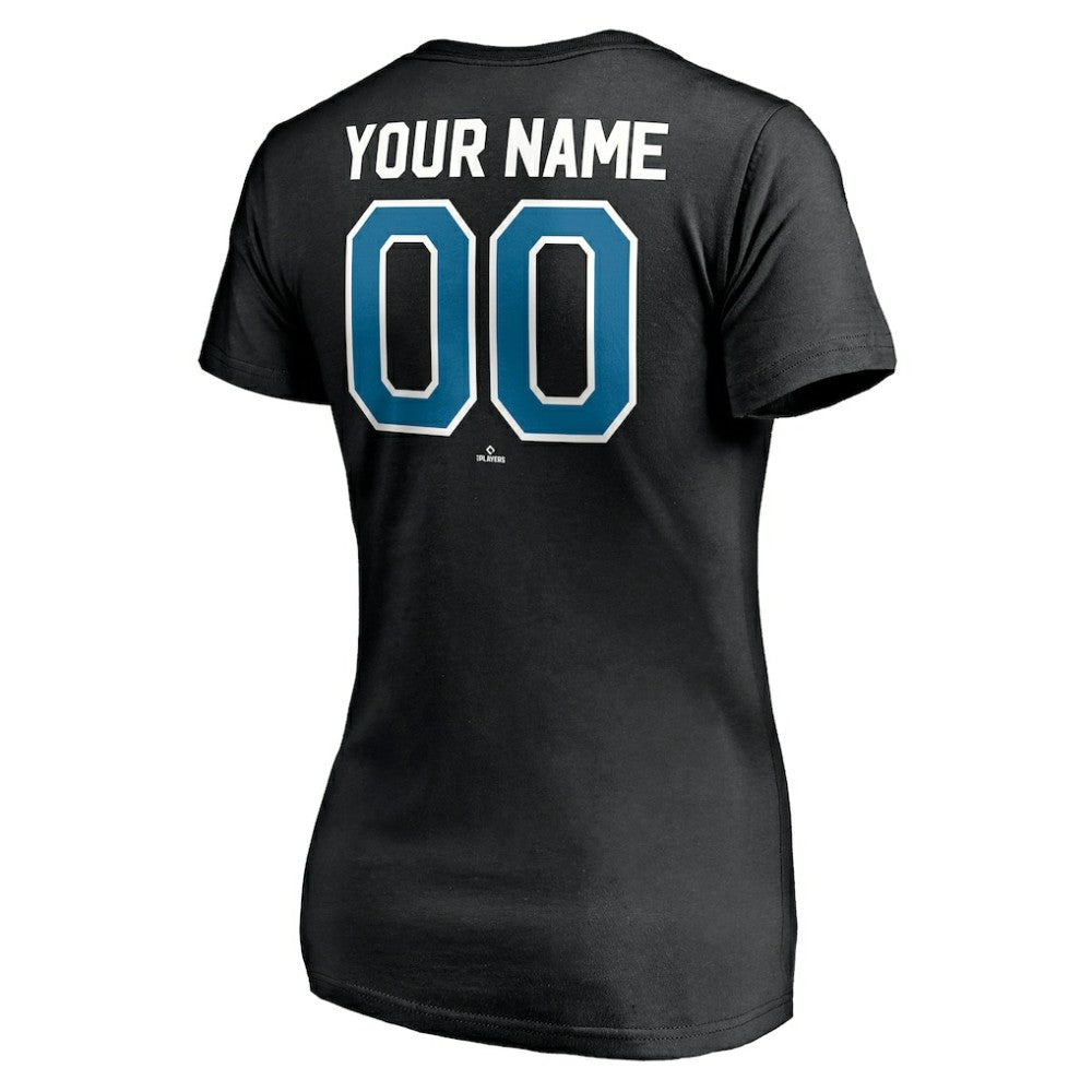 Tampa Bay Rays Women's Cooperstown Winning Streak Personalized Name & Number V-Neck T-Shirt - Black