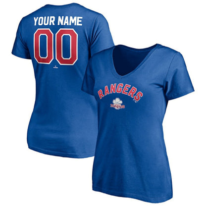 Texas Rangers Women's Cooperstown Winning Streak Personalized Name & Number V-Neck T-Shirt - Royal