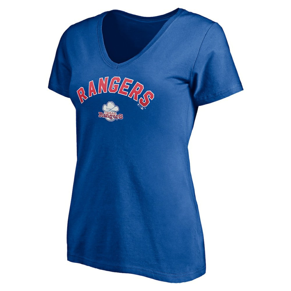 Texas Rangers Women's Cooperstown Winning Streak Personalized Name & Number V-Neck T-Shirt - Royal