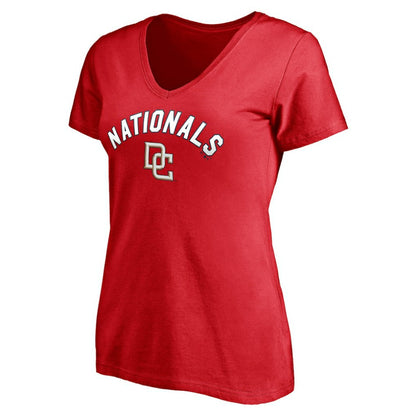 Washington Nationals Women's Cooperstown Winning Streak Personalized Name & Number V-Neck T-Shirt - Red