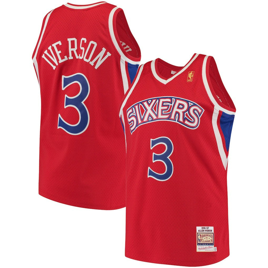 Allen Iverson Philadelphia 76ers 1996/97 Hardwood Classics Authentic Jersey - Red | Mitchell & Ness online