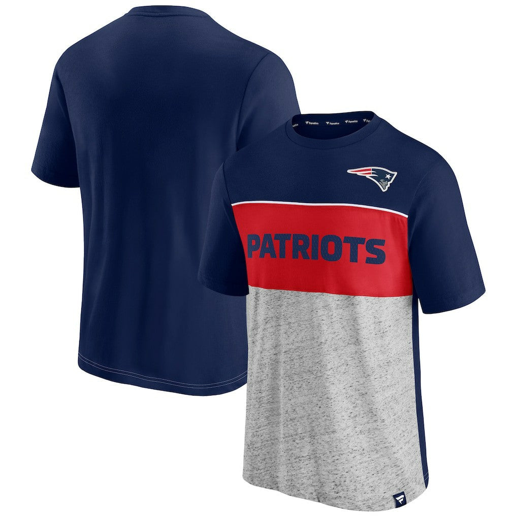 New England Patriots Colorblock T-Shirt - Navy/Heathered Gray discount