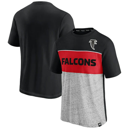 Atlanta Falcons Throwback Colorblock T-Shirt - Black/Heathered Gray cheap