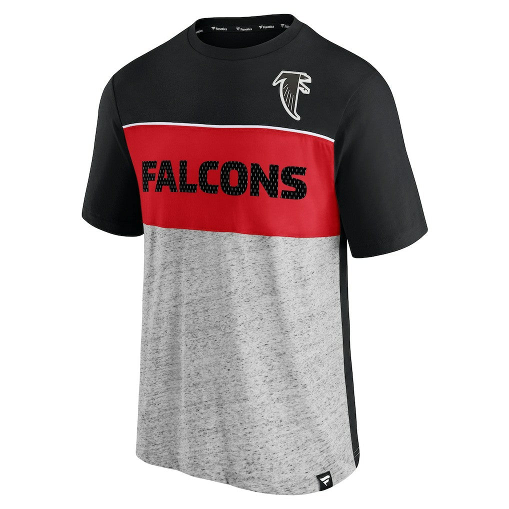 Atlanta Falcons Throwback Colorblock T-Shirt - Black/Heathered Gray cheap