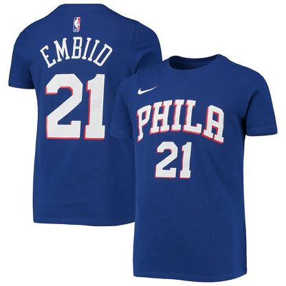 Joel Embiid Philadelphia 76ers Youth Logo Name & Number Performance T-Shirt - Royal | Nike cheap