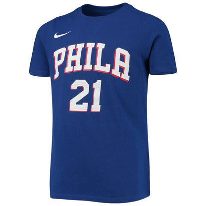 Joel Embiid Philadelphia 76ers Youth Logo Name & Number Performance T-Shirt - Royal | Nike cheap
